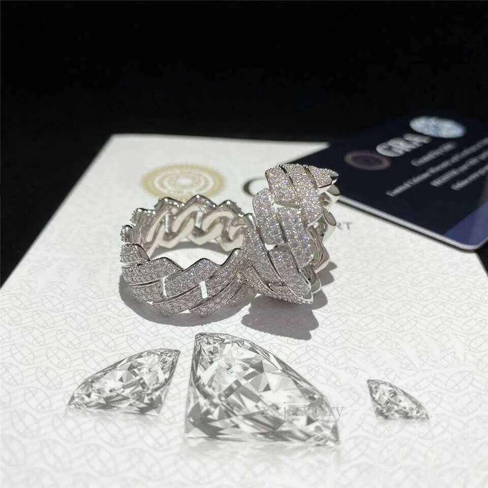 Band Custom Hip Hop Sterling Sier Vvs Moissanite Dia Rings Men Iced Out Ring Gold Plated Cuban