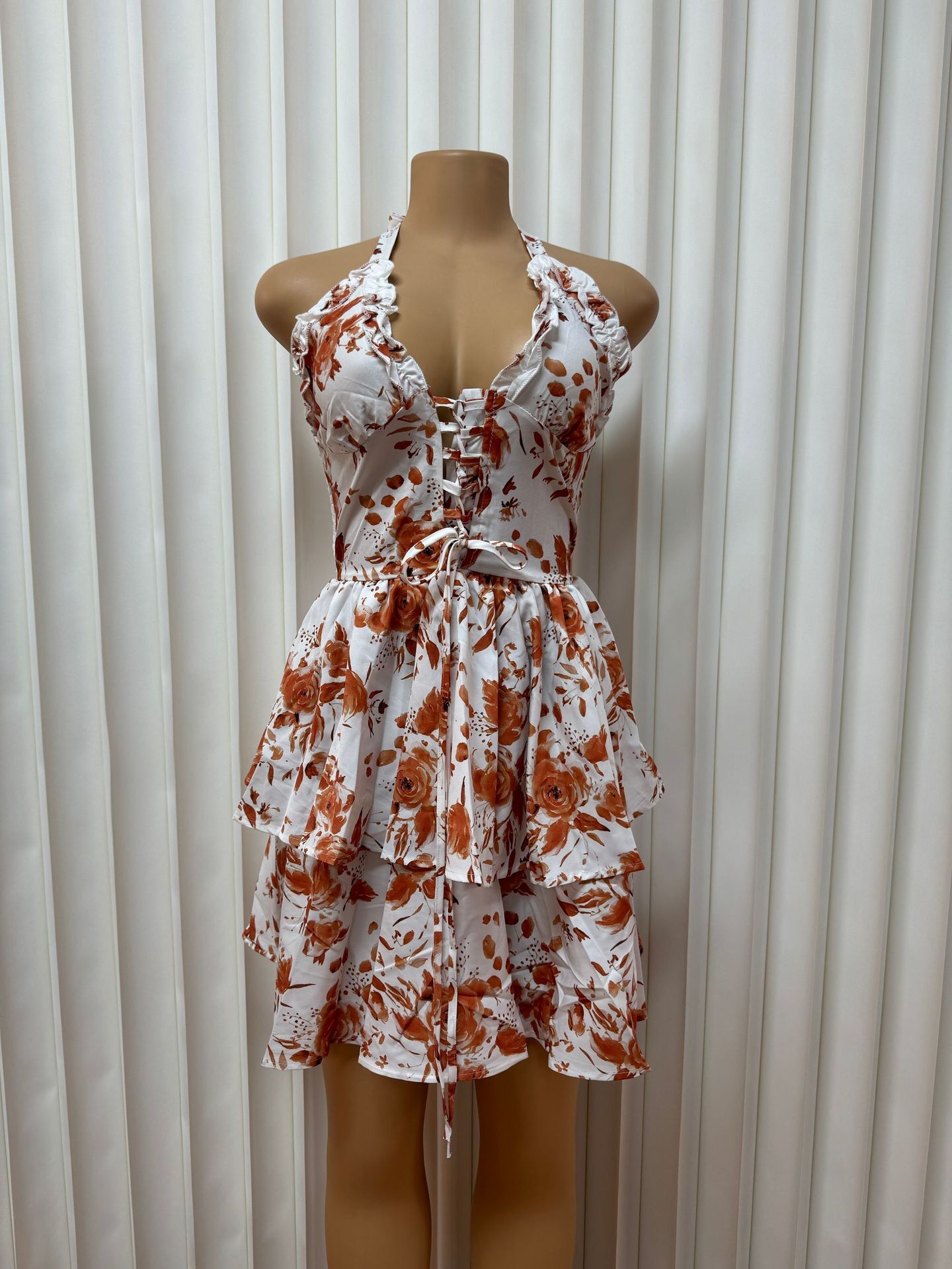 2025 European and American new printed backless collar, low cut sexy tie, backless dress fashion for women, wholesale new designer dress