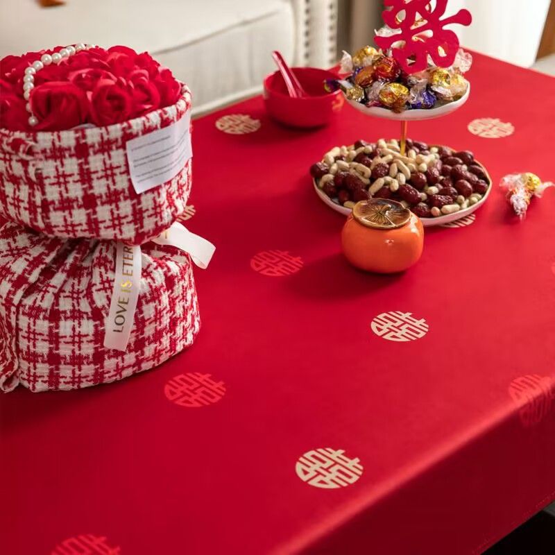 YL-36883 tablecloth wedding wedding red cloth dining table coffee table rectangular tablecloth new Chinese style cover cloth wholesale looking for wor