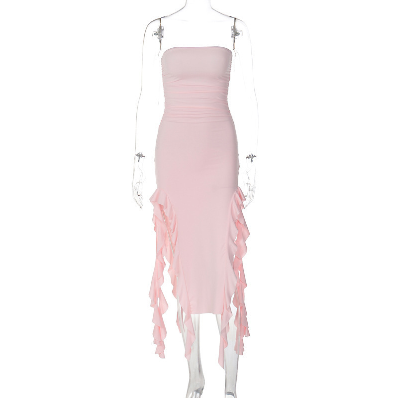 Summer 2025 European and American Women's Fashion Sexy Personality fashion Strapless Irregular Dress Export Y New Designer Dress