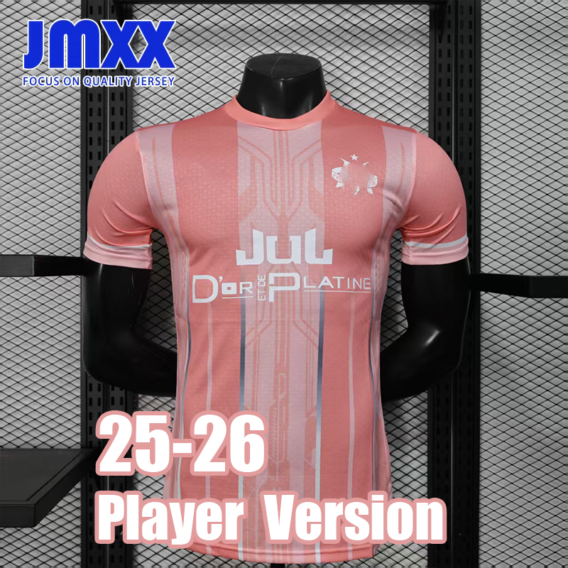 JMXX 25 26 Marseillees Soccer Jersey Pink Special Pre Match Training Mens Uniform Jerseys Football Man Shirt 2025 2026 Player Version