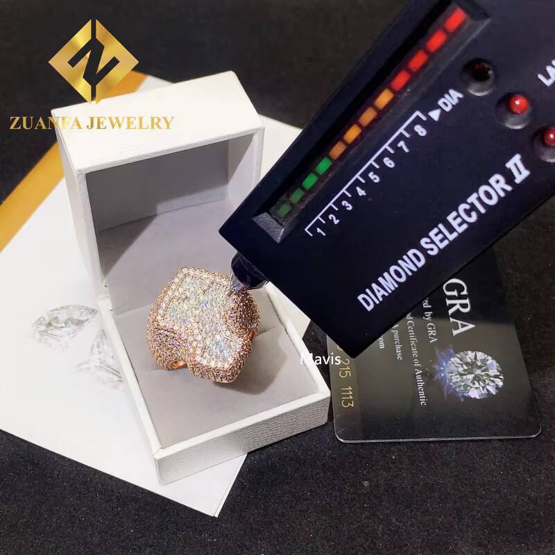 Iced Out Moissanite Jewelry 925 Sterling Silver Moissanite Cross Ring Hip Hop baguette Diamond Ring Custom Rings for Men