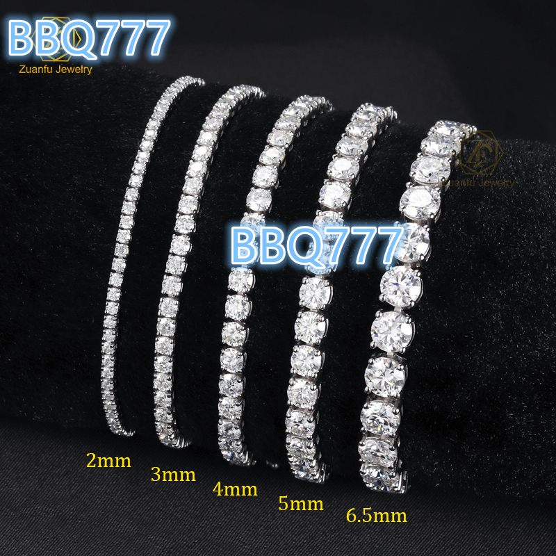 Hot Selling Man Jewelry GRA Certificates 2mm 5mm 6mm Stone VVS Moissanite Diamond Tennis Bracelets for Gift