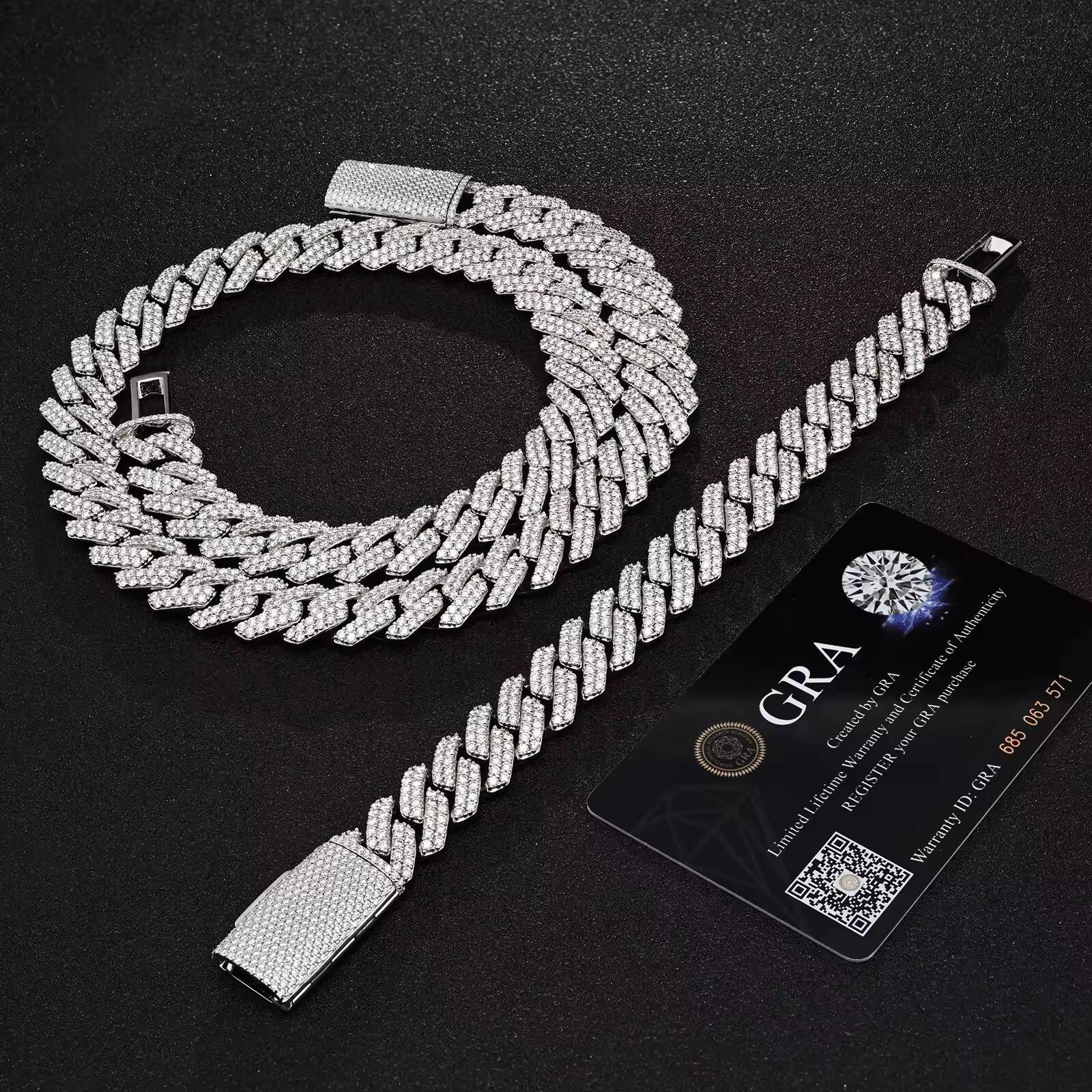 Iced Out Hip Hop 14mm Wide 2 Rows Cuban Link Chain Vvs Mossanite 925 Sterling Silver Cuban Link Chain