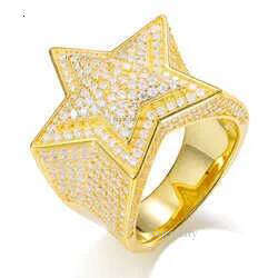 Men Band Rings Women Hiphop Fine Jewelry Iced Out Gold Plated Sterling Sier VVS Moissanite Dia Star Ring With GRA Certificate123