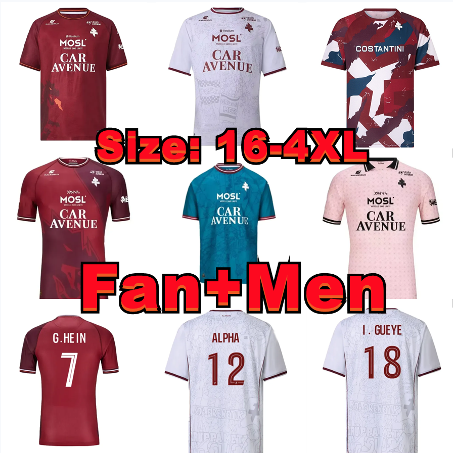 25-26 Metz SOCCER JERSEYS JERSEYS FC RED BLUE 2025-2026 football shirt is designed around the clubs identity. It features the emblematic garnet color Men Uniforms