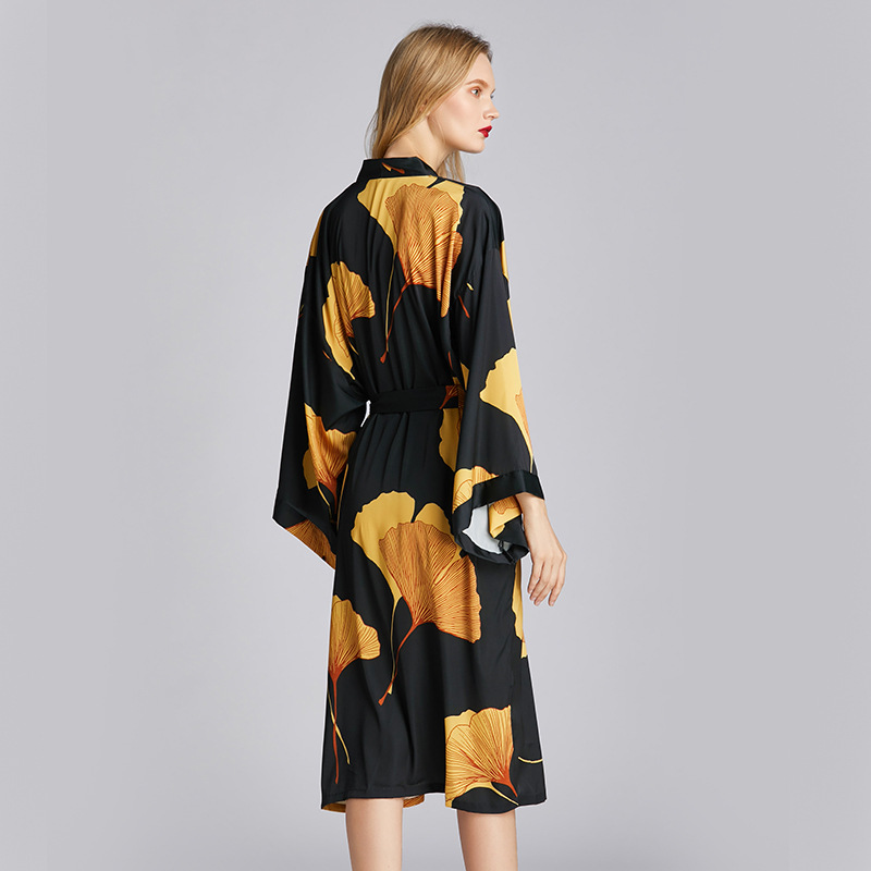 Outfits For Woman Plus-size ice silk nightgown a luxurious and elegant women's nightwear with an European and American style Ginkgo - themed paja