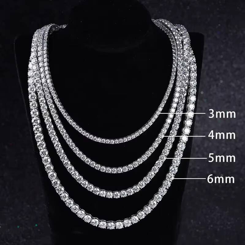 Unisex 925 Silver Lab Moissanite Tennis Chain Bracelet Single Row with Diamond Tester Elegant Pass Tennis Style