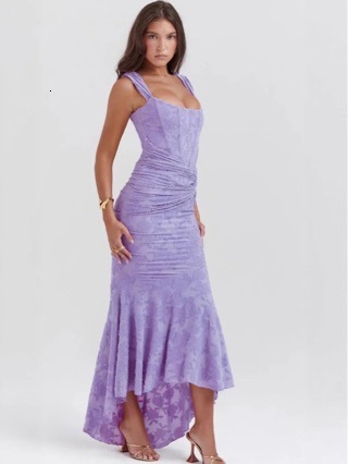 2025 European and American women's S fashion new strapless tube top sexy spicy girl temperament exposed back mermaid long skirt designer dress