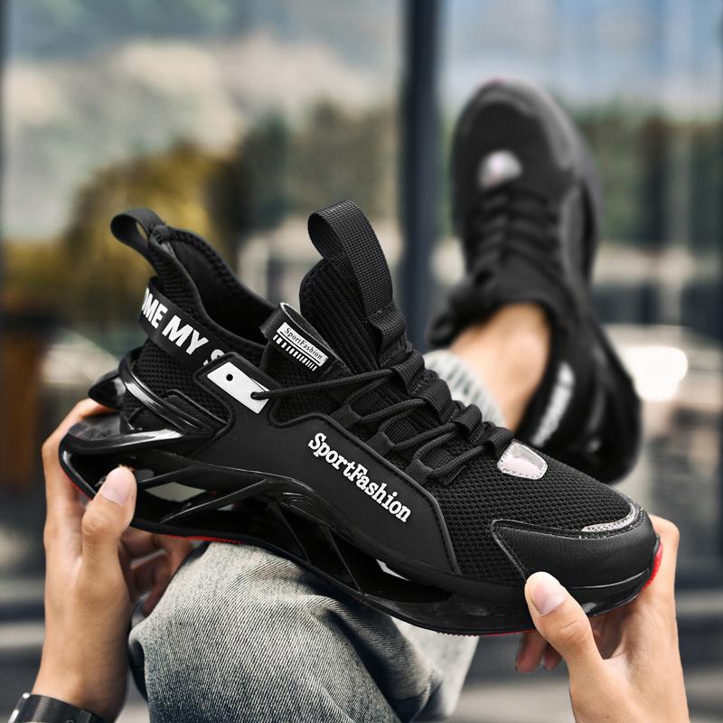 2323- Men's shoes autumn sports versatile shock-absorbing running shoes summer breathable men's plus size blade shoes height increasing runn