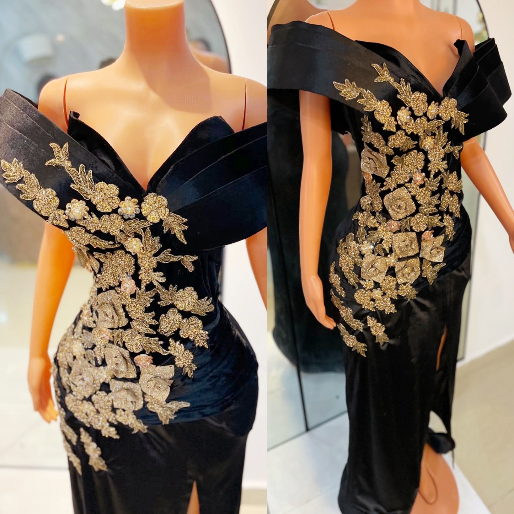 Black Sheath Prom Dresses 2025 Lace Beaded Flowers Velvet Evening Formal Party Second Birthday Engagement Gowns Plus Size Dress For Special Occasions 