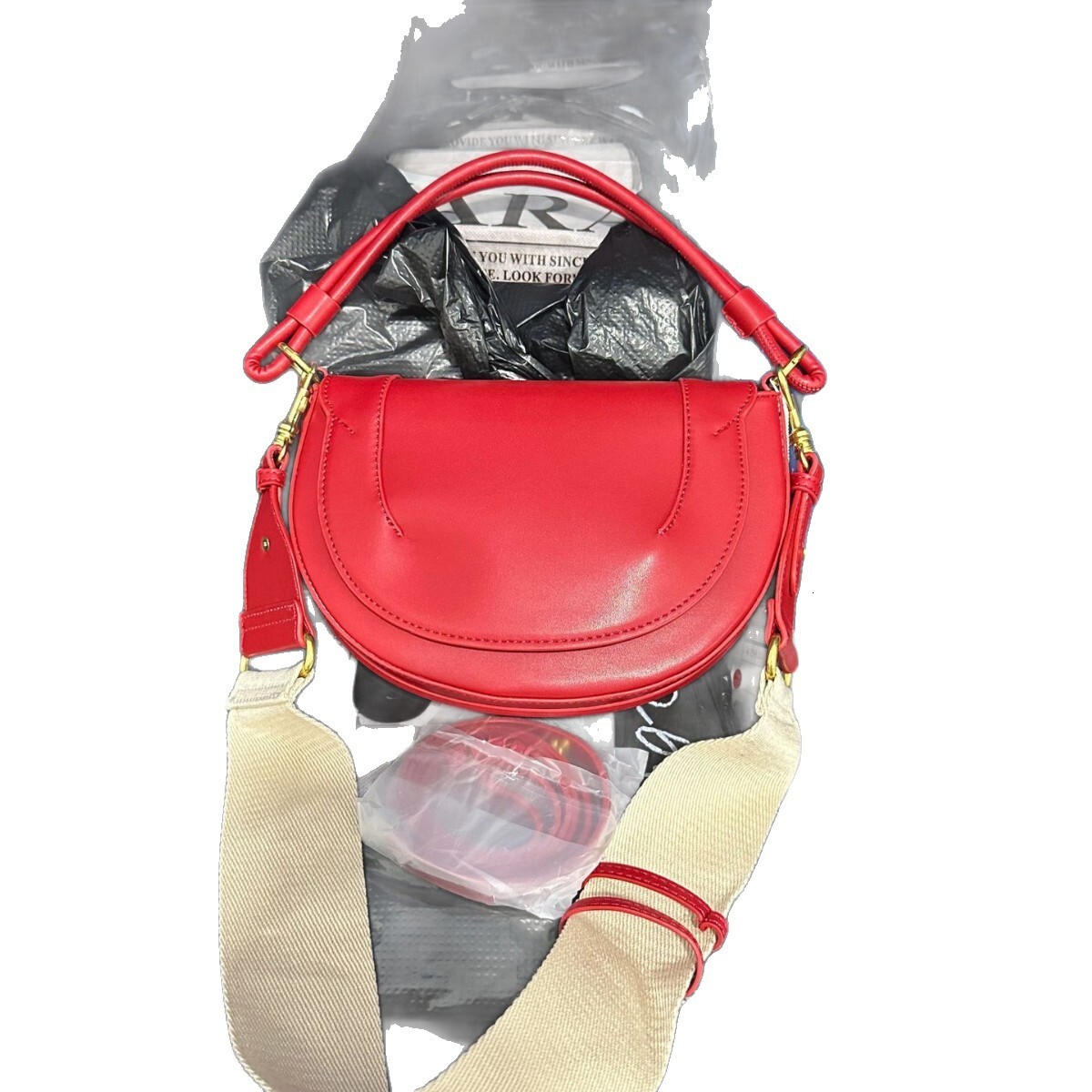 Red women s crossbody bag summer new saddle bag designer bag large trend capacity color blocked handbag flip bag shoulder bag