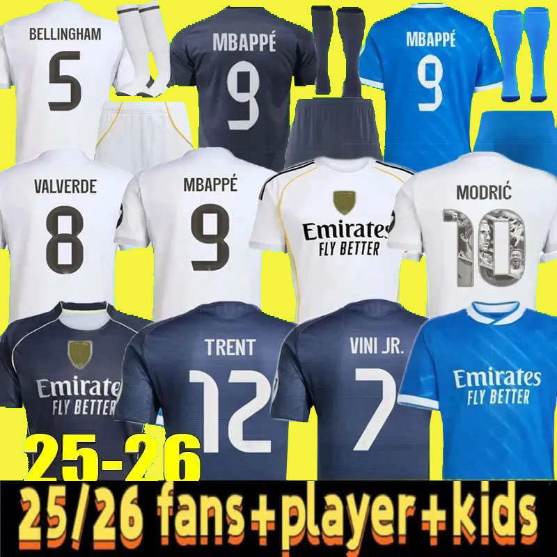2025 2026 MBAPPE VINI JR BELLINGHAM Soccer Jerseys Sets Home Away 3rd RODRYGO MODRIC VALVERDE CARVAJAL Arda Guler ENDRICK Child Kids Men fans Football