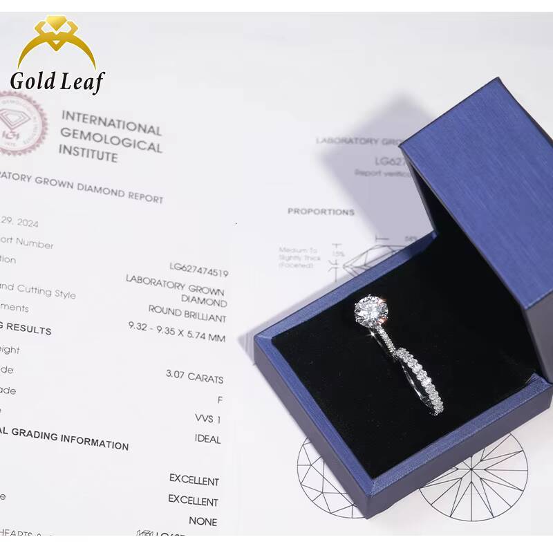 IGI GIA 1ct 2ct 3ct D VVS Lab Grown Diamond 18K Ring Round Cut Cultivated Diamond for Girls Festival Gifts