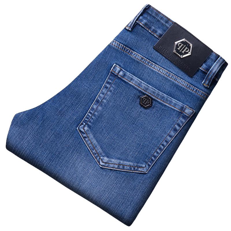 Men's Jeans Autumn Winter Men Slim Fit European American High-end Brand Small Straight Pants F302-5