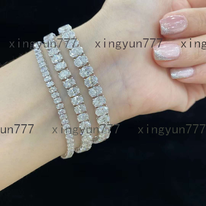 Aimgal Fine Jewelry AU750 18K Gold Inlaid 0.1ct/pcs Full Leb Diamond Tennis Chain Bracelet Hip Hop Style Bangles HPHT Diamonds