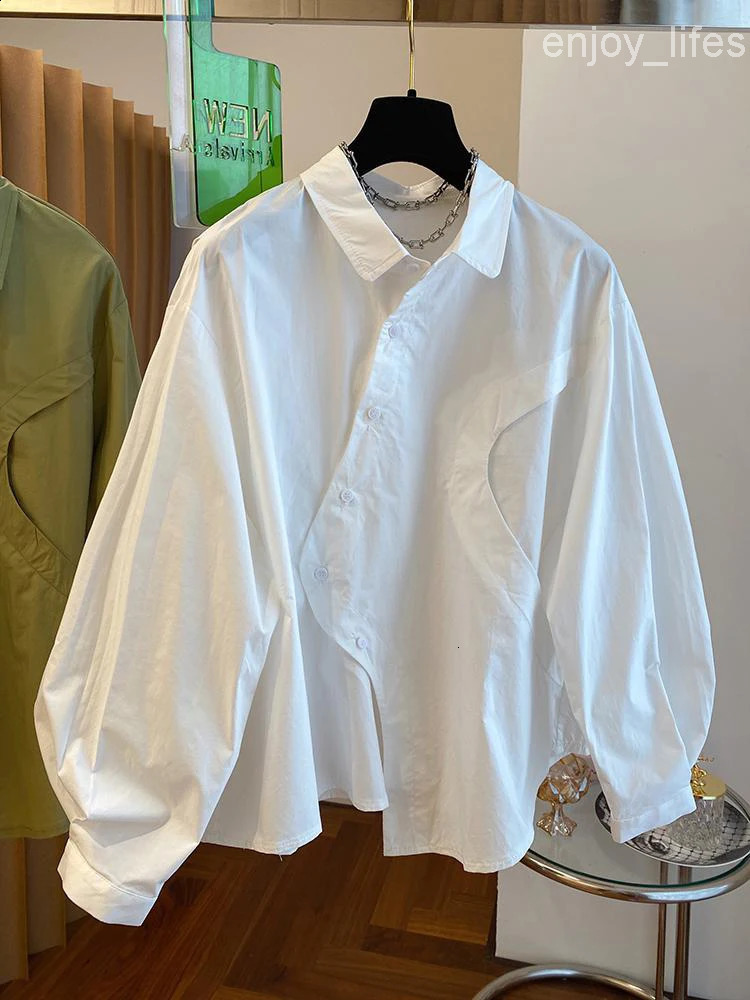 Chic Niche Irregular Shirt Womens Spring Unique Temperament Tops Loose Casual Shirts