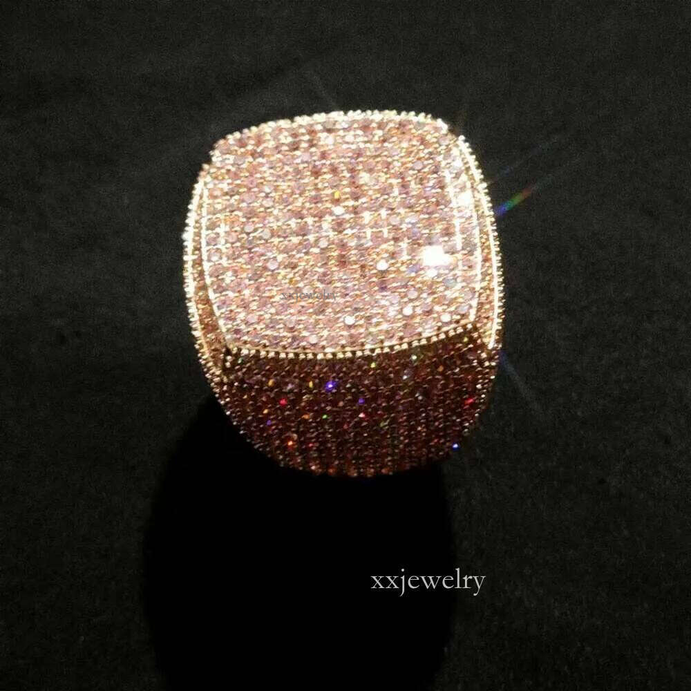 Fashion Fine Jewelry Vvs Moissanite Iced Out Rings Men Gold Plated Sterling Sier Dia Hip Hop Ring