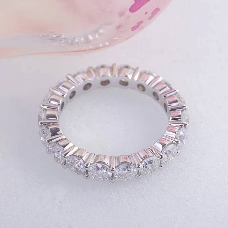 10k 14k 18K White Gold Eternity Ring Wedding Moissanite Band Ring Fine Jewelry Women Round Brilliant Cut Moissanite Diamond Ring