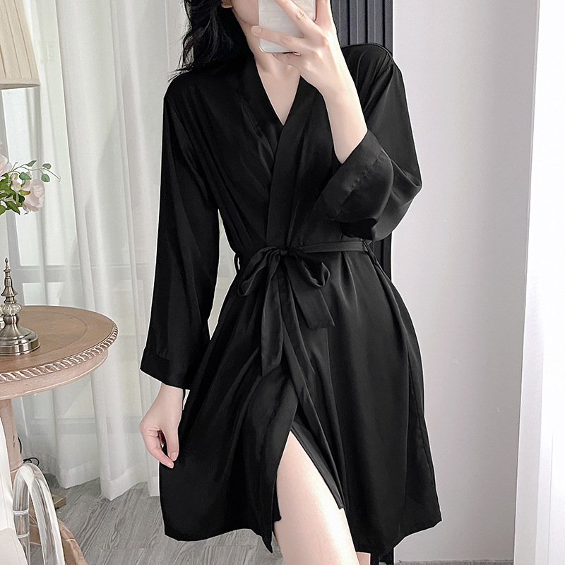 B999-Women's summer pajamas ice silk sexy lace suspenders with chest pads home clothes set thin