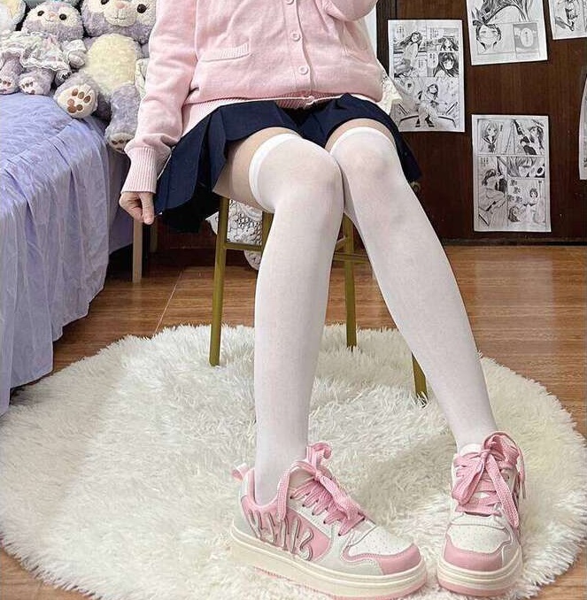 Jiffly Retro Casual High Sole Women's Pink Sneakers