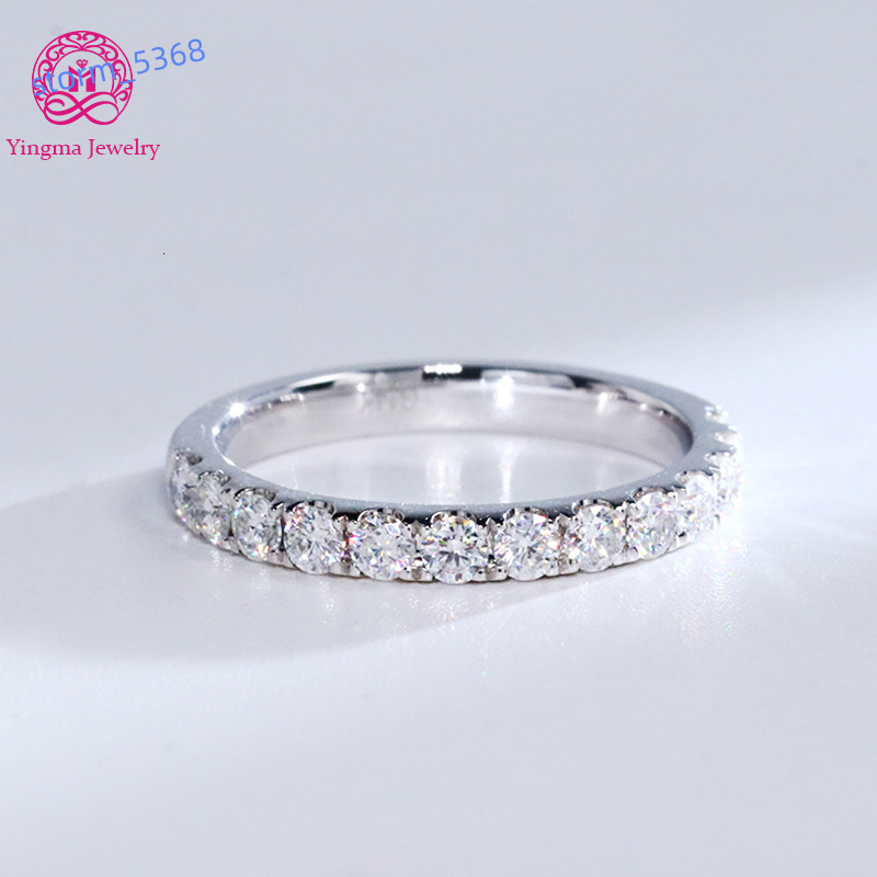 2.8mm Round Brilliant Cut Lab Grown Diamond Ring 14K Solid White Gold Jewelry Ring D VVS Lab Created Diamond Half Eternity Ring