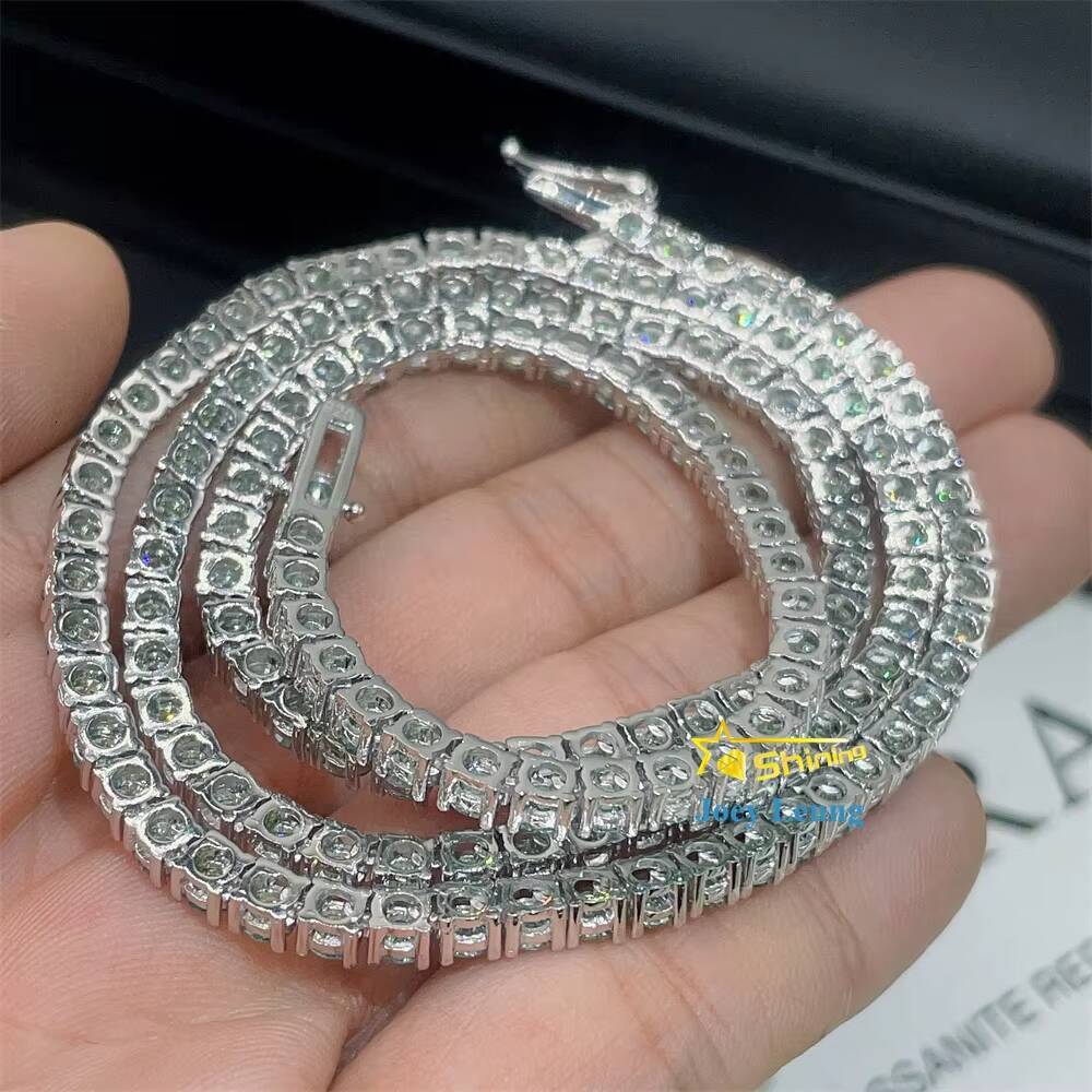 New Design Pass Diamond Tester Hip Hop Jewelry 925 Silver Iced Out 2mm 3mm 4mm 5mm Blue Green Color Moissanite Tennis Chain