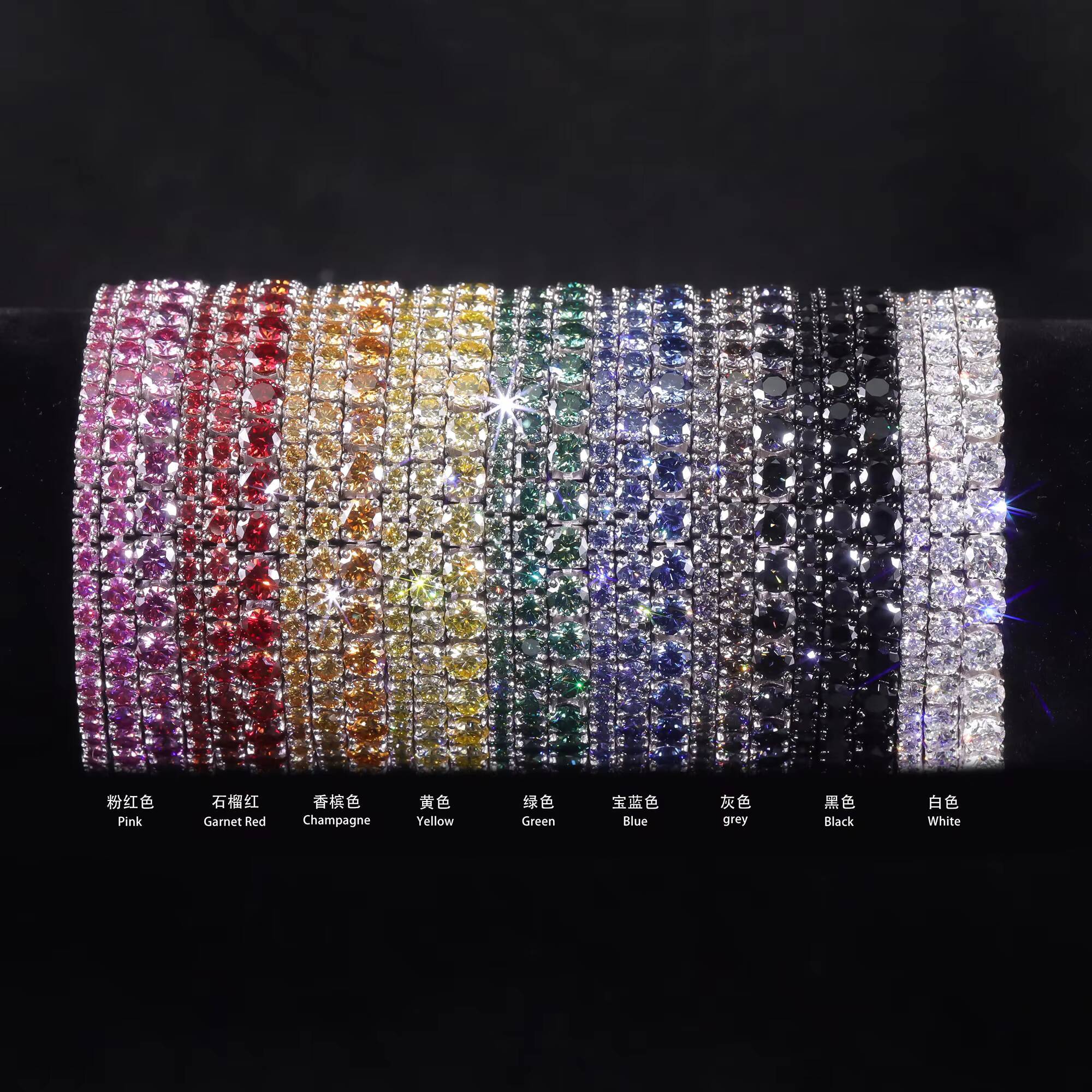 Abiding Wholesale 925 Sterling Silver Moissanite Tennis Bracelet Colorful 5mm Moissanite Tennis Chains With GRA Certificate