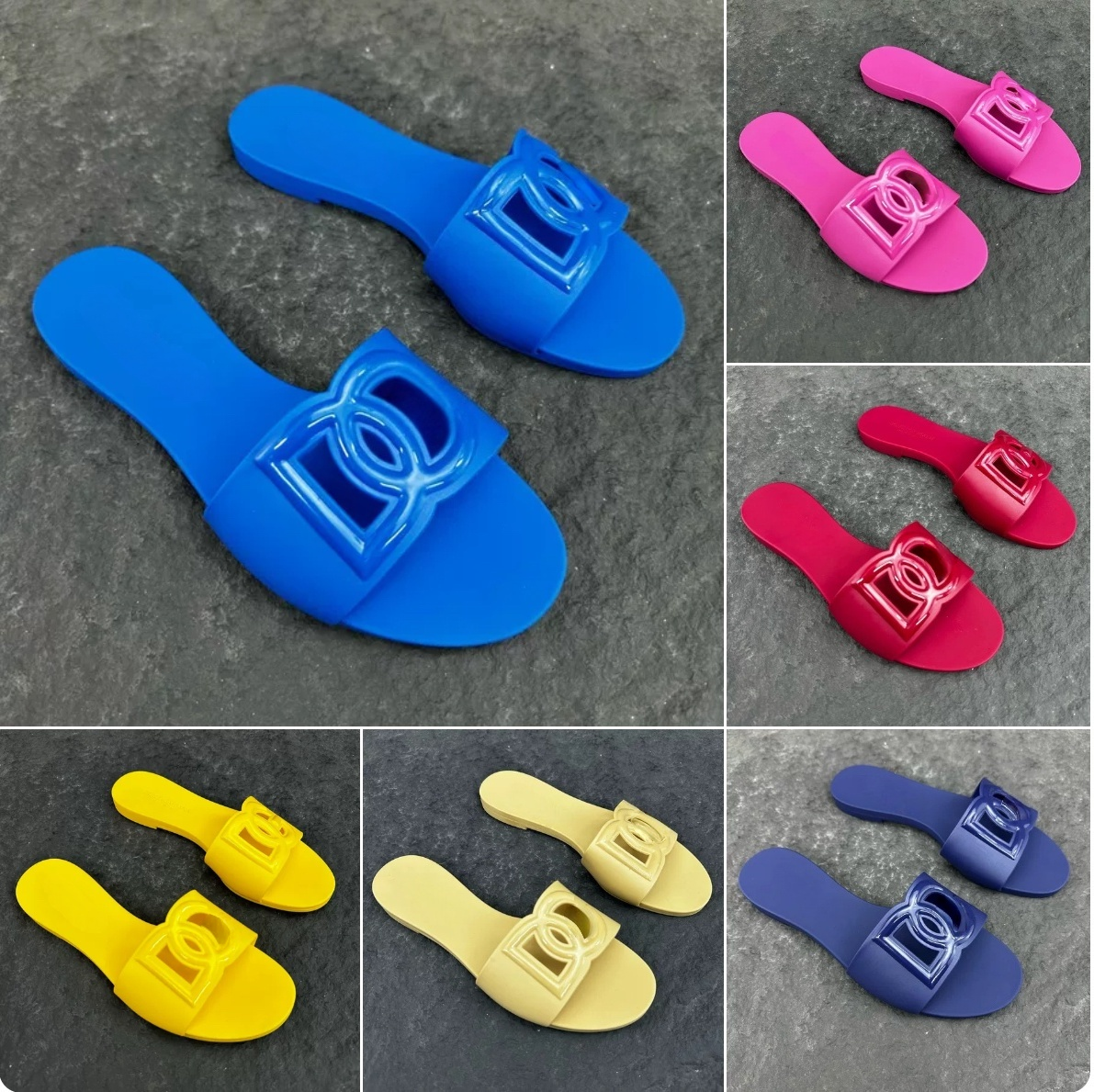 Slippers Designer Women Sandals D Interlocking G TPU Waterproof Jelly Shoes Beach Anti Slip Letter Bottom Slippers Summer 36-41