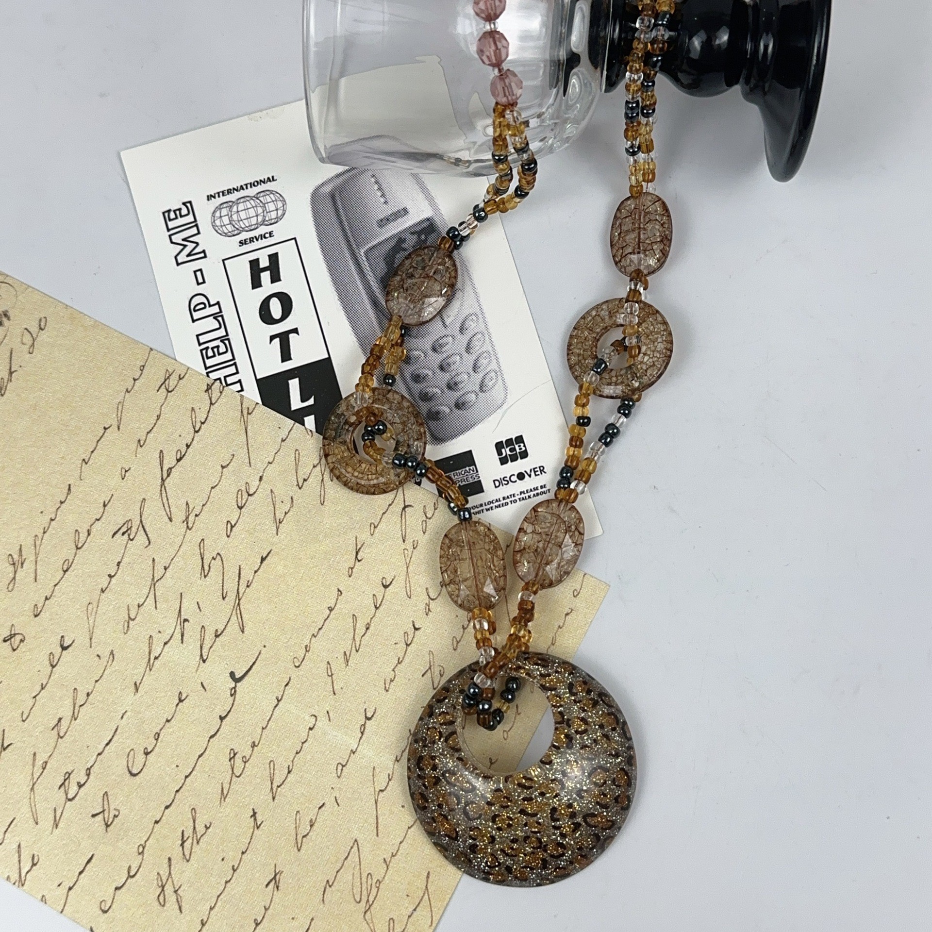 Women's Vintage Tribal Leopard Print Pendant Necklace Y2K Long Collarbone Chain Edgy Alternative Statement Jewelry for Women