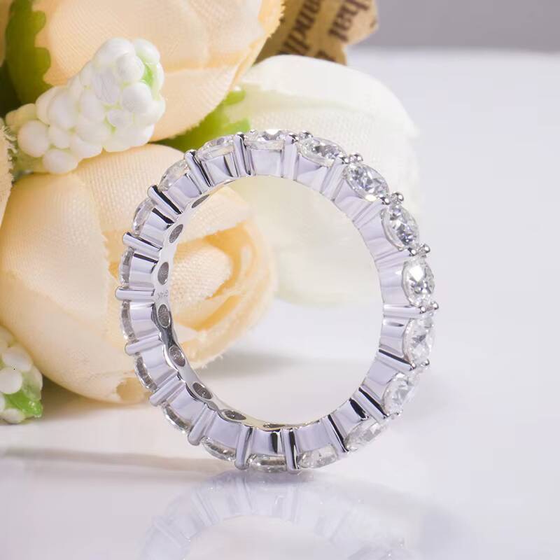 10k 14k 18K White Gold Eternity Ring Wedding Moissanite Band Ring Fine Jewelry Women Round Brilliant Cut Moissanite Diamond Ring