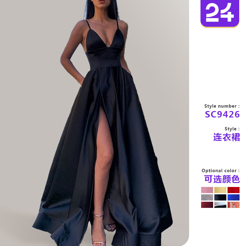 2025 Summer New European and American Women's Fashion Sexy Slimming Strap Skirt Deep V-shaped trend Party Evening Dress New Designer Dress