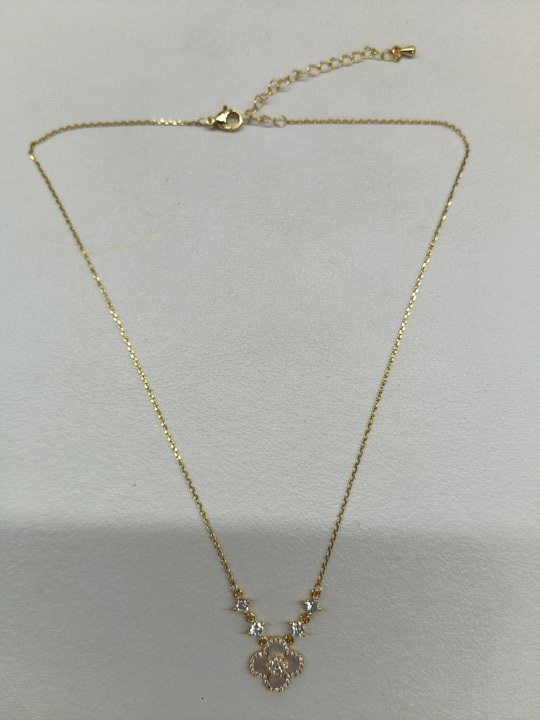 Real Gold Plated Zircon Lucky Clover Pendant Necklace Ins Fashion Simple Clavicle Chain Light High-end Sense Jewelry for Women - view 8