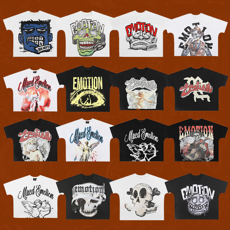 rhinestone MIXED EMOTION men shirt designer t shirt mens y2k shirt graphic tee summer campus shirt fashion casual shirts hip hop tees MIXED EMOTION 01