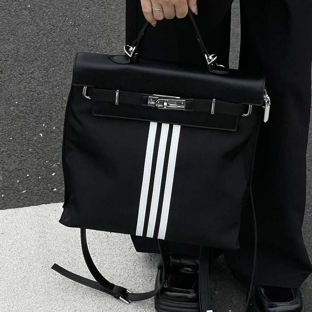 2025 Summer New Striped Handbag Tote Fashion Canvas Small Bag Niche Backpack High-end Feel