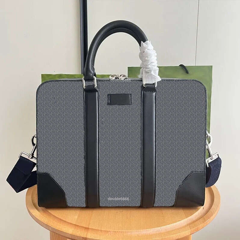 Luxury designer men's large capacity leather bag, fashionable letter handbag, portable waterproof briefcase, outdoor crossbody bag, messenger bag, computer bag