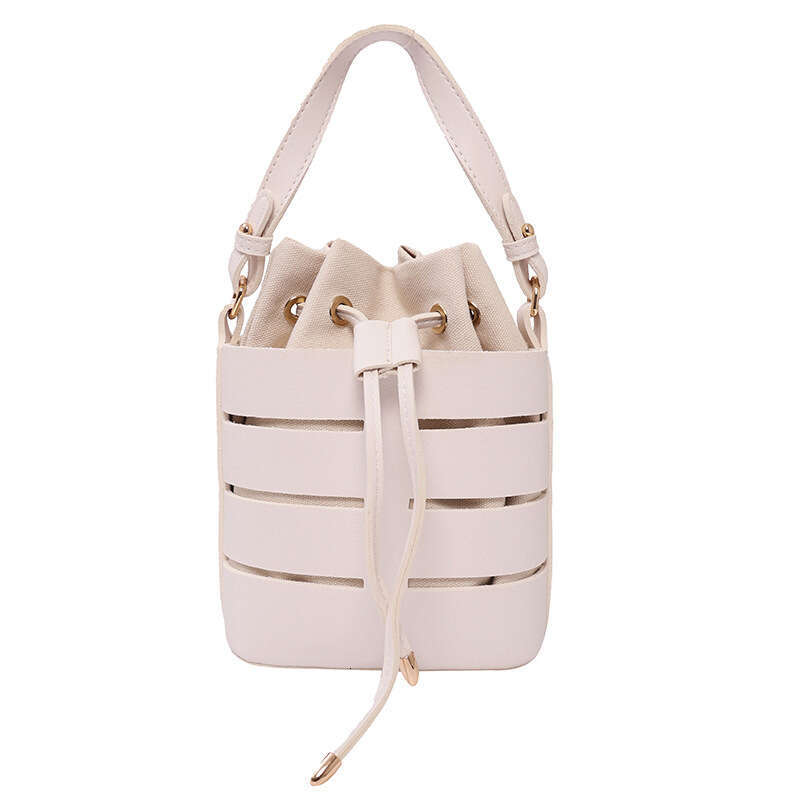 Handheld PU Korean Version 2025 Fashion Hollow Personality Ins Internet Celebrity Stylish Single Shoulder Crossbody Bucket Bag for Women