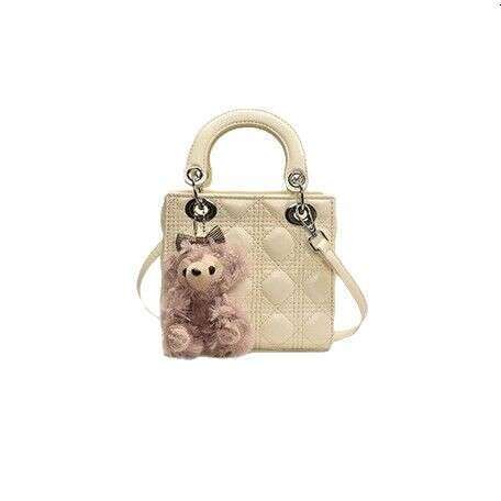 2025 Spring New Handheld Princess Diana for Women, Textured Quilted Small Square Bag, Elegant Trendy Single Shoulder Crossbody Bag