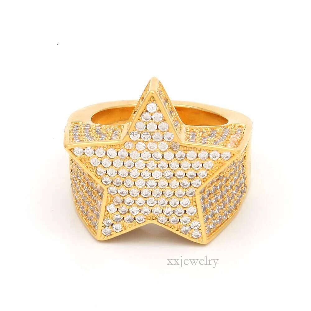 men's passed GRA Dia Five-pointed Men's star Hip Hop trendy moissanite dia gold sterling sier cuban women ring