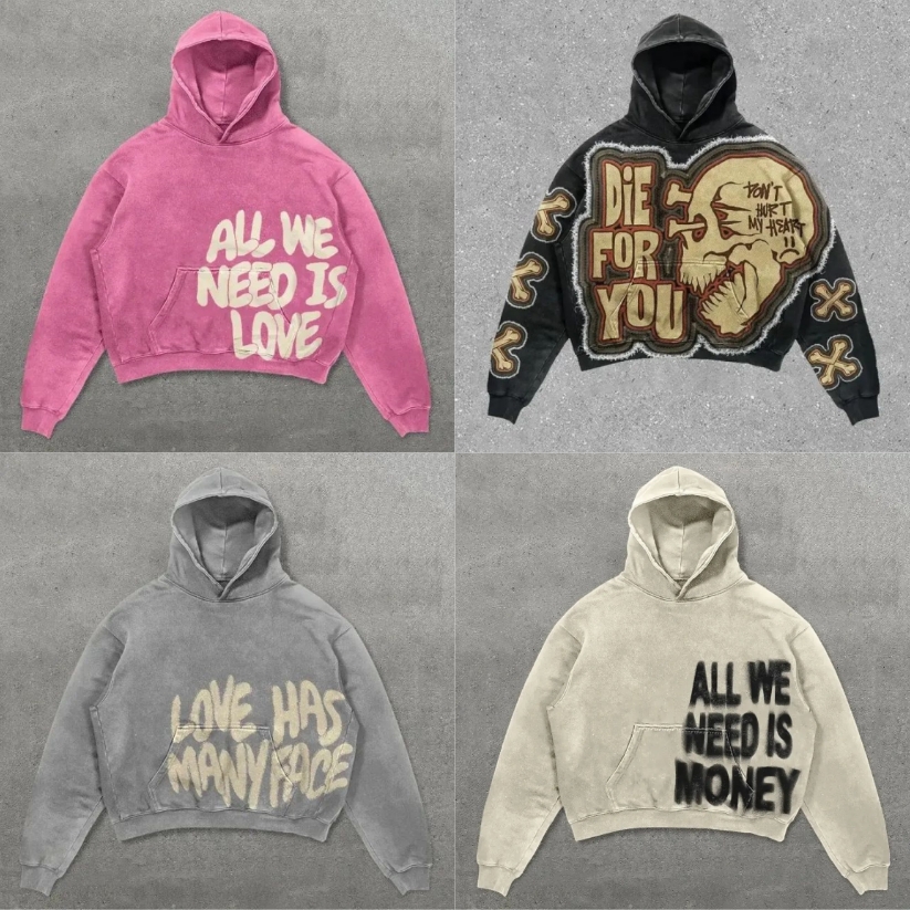 Harajuku Oversized Letter Print Streetwear High Quality Hoodie Vintage Streetwear Women Sweatshirt Goth Jacket Y2k Hoodies Women 250803