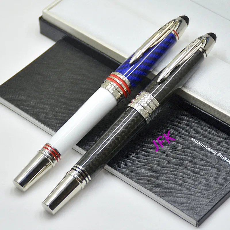 Special Edition John F Kennedy Carbon Fibre Rollerball Pen MB JFK Ballpoint Pen Office Writing Fountain Pens With Serial Number