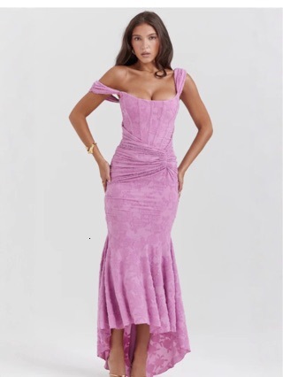 2025 European and American women's S fashion new strapless tube top sexy spicy girl temperament exposed back mermaid long skirt designer dress