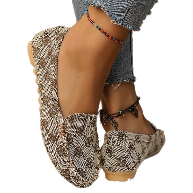 Free Shipping for designer Casual Shoes Women Casual flat bean shoes round toe shallow opening women's single shoes large size