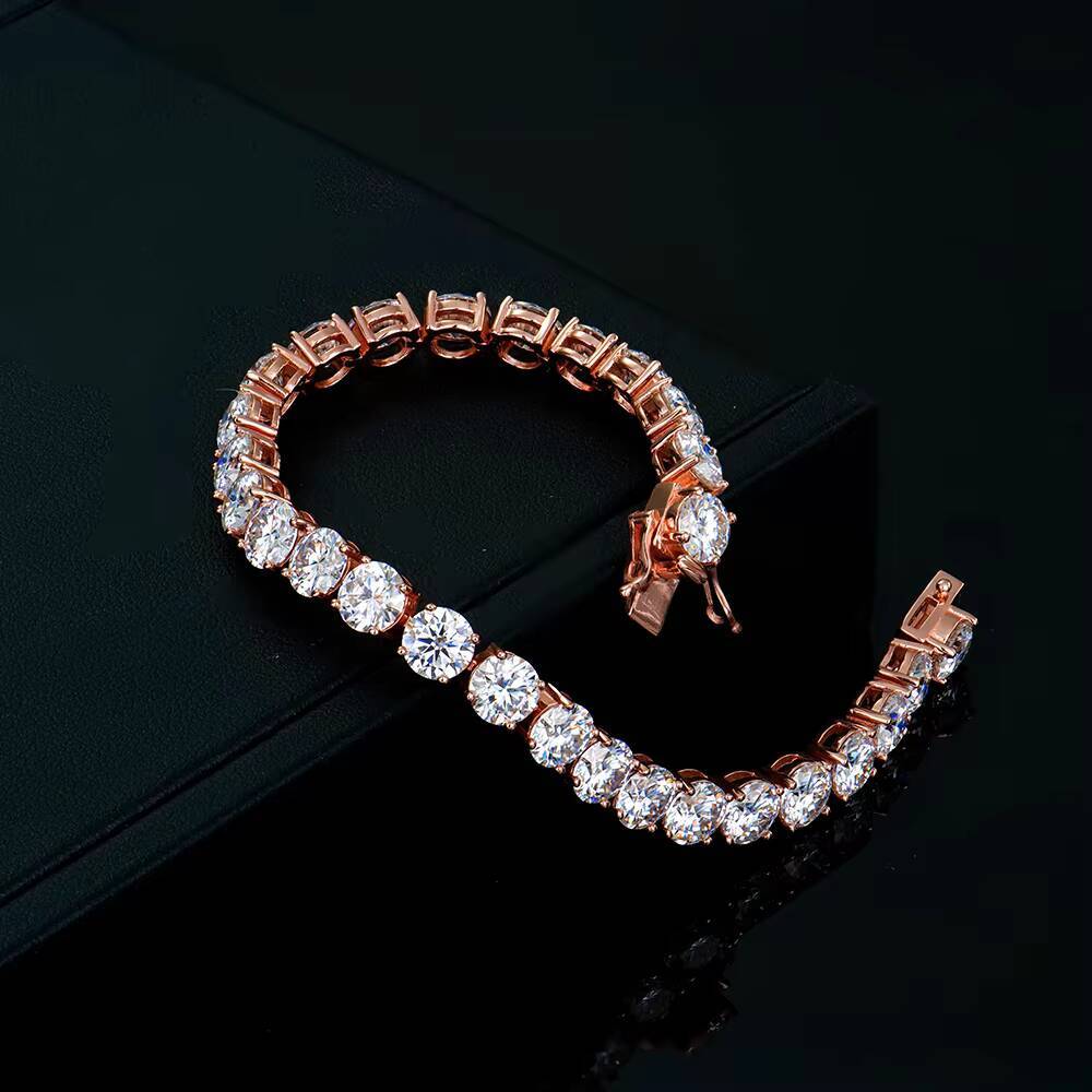 6mm VVS Moissanite Diamond Tennis Bracelet Fashionable Rose Gold 925 Sterling Silver Lab Grown Mossanite Jewelry for Women Gift