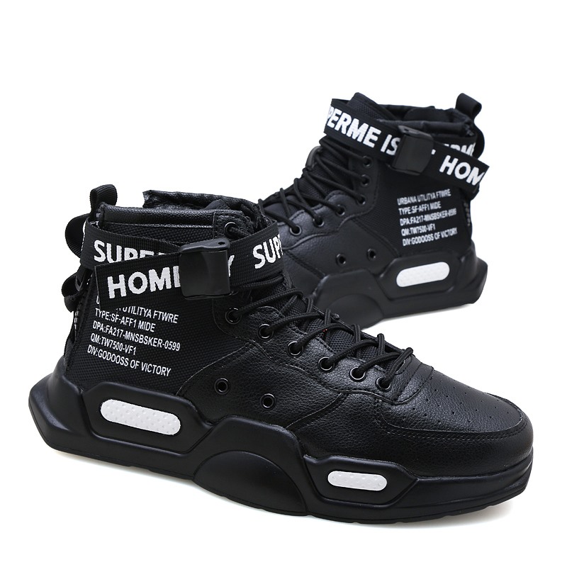 18118- New sports shoes men's Korean version trendy men's shoes autumn white hip-hop Korean version high top board shoes men