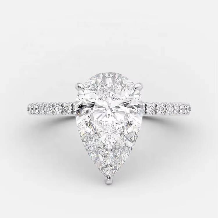 Speedin Fine Jewelry Custom Wholesale 925 Sterling Silver Pear Shaped Huge Diamond Cubic Zirconia Engagement Ring