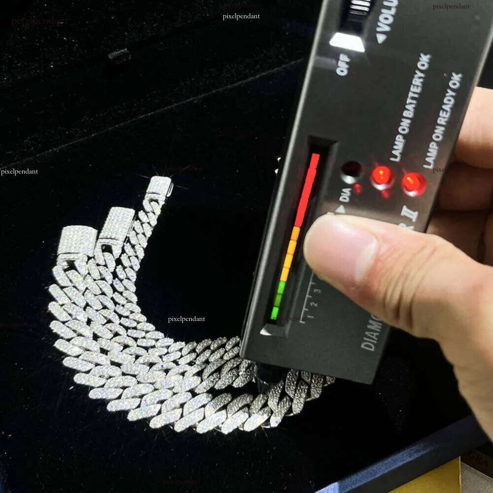 Hot Sale 20mm Hip Hop Link Sier Gold Plated Necklace Iced Out Cuban Chain Moissanite