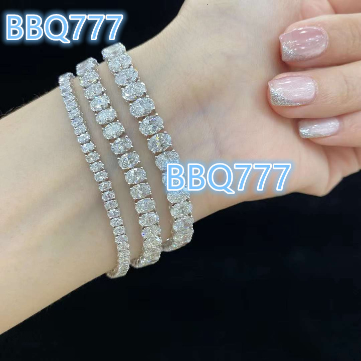 Abiding Custom 18K Gold Jewelry Bracelet 12.816ctw VVS Oval Diamond 16cm Tennis Chain Lab Grown Diamond White Gold Bracelet