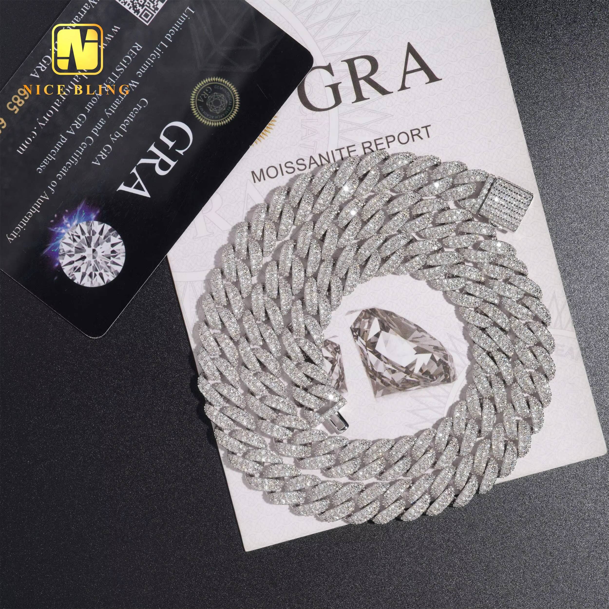 Iced Out Miami Cuban Link Chains Fashion Hip Hop Jewelry 925 Silver Men 10mm Moissanite Cuban Necklaces Bracelets