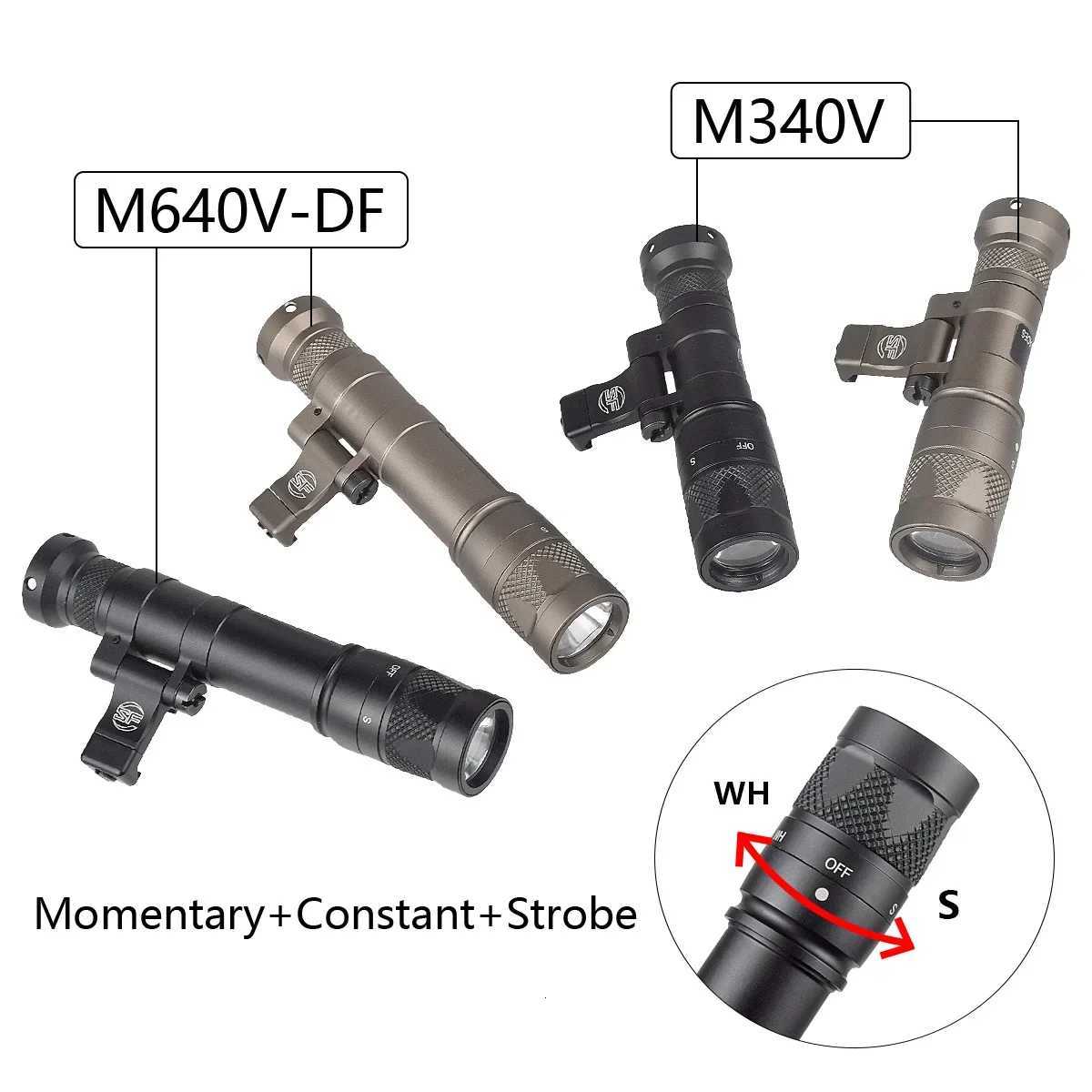 Tactical M600 M340 DF M640 SF Flashlight M340V LED Scout Light 20mm Picatinny Rail M LOK Mount Airsoft Hunting Gun Lamp Z250802